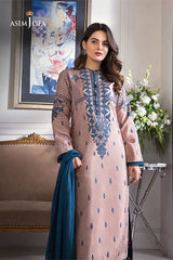ASIM JOFA - 3PC DHANAK EMBROIDERED FL-W75