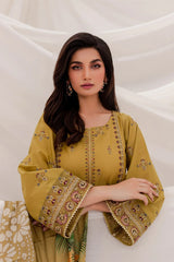 JAZMIN- 3PC DHANAK EMBROIDERED FL-W48