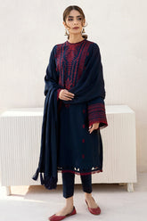 JAZMIN- 3PC DHANAK EMBROIDERED FL-W30