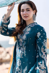 QALAMKARA -3PC LAWN EMBRIDERED FL-B00050