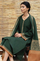 ZARPASH - 3PC DHANAK EMBROIDERED FL-W15