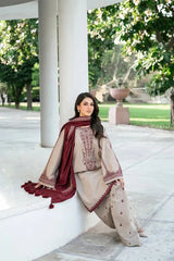 JAZMIN - 3PC DHANAK EMBROIDERED FL-W168