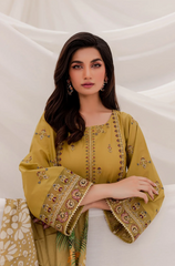 JAZMIN- 3PC DHANAK EMBROIDERED FL-W48