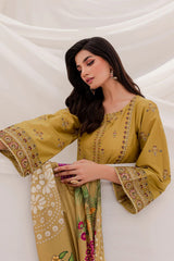 JAZMIN- 3PC DHANAK EMBROIDERED FL-W48