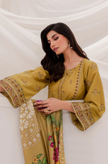 JAZMIN- 3PC DHANAK EMBROIDERED FL-W48