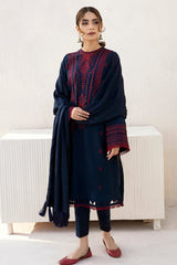 JAZMIN- 3PC DHANAK EMBROIDERED FL-W30