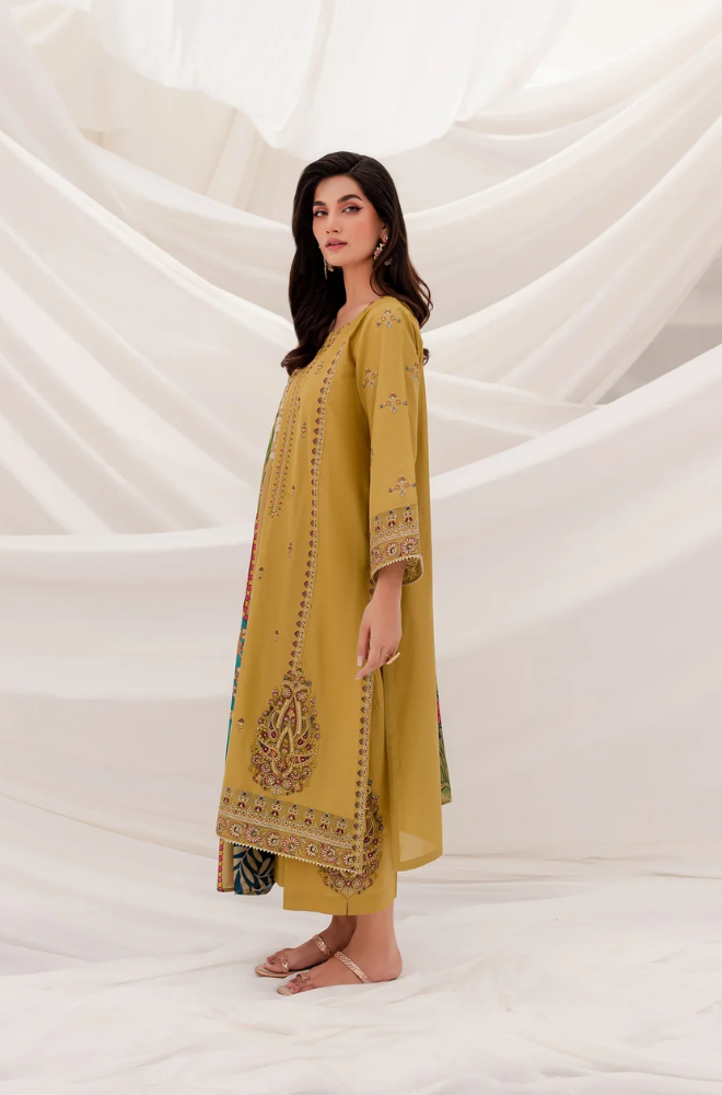 JAZMIN- 3PC DHANAK EMBROIDERED FL-W48