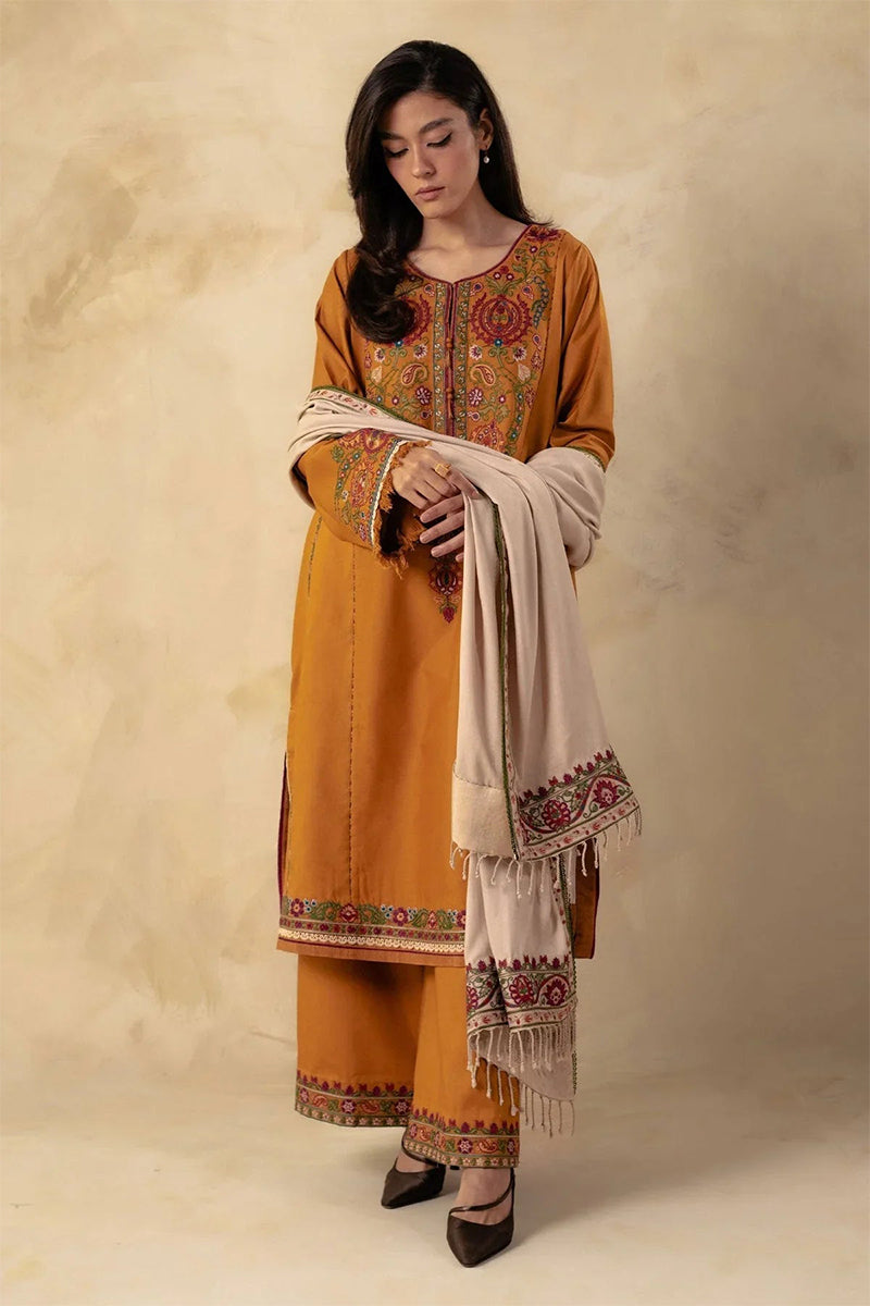 ZARA SHAHJAHAN - 3PC DHANAK EMBROIDERED FL-W78M