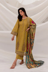 JAZMIN- 3PC DHANAK EMBROIDERED FL-W48