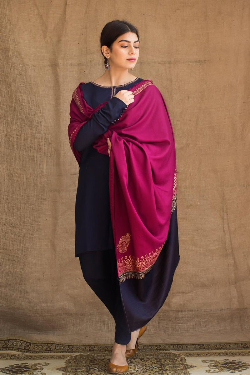 ZARPASH - 3PC DHANAK EMBROIDERED FL-W07