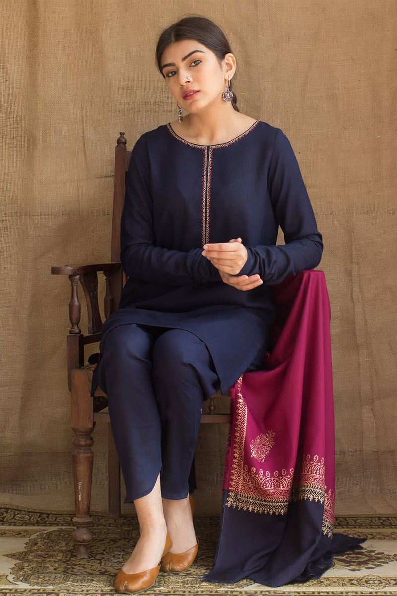 ZARPASH - 3PC DHANAK EMBROIDERED FL-W07