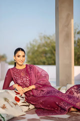 CROSS STITCH - 3PC DHANAK EMBROIDERED FL-W54