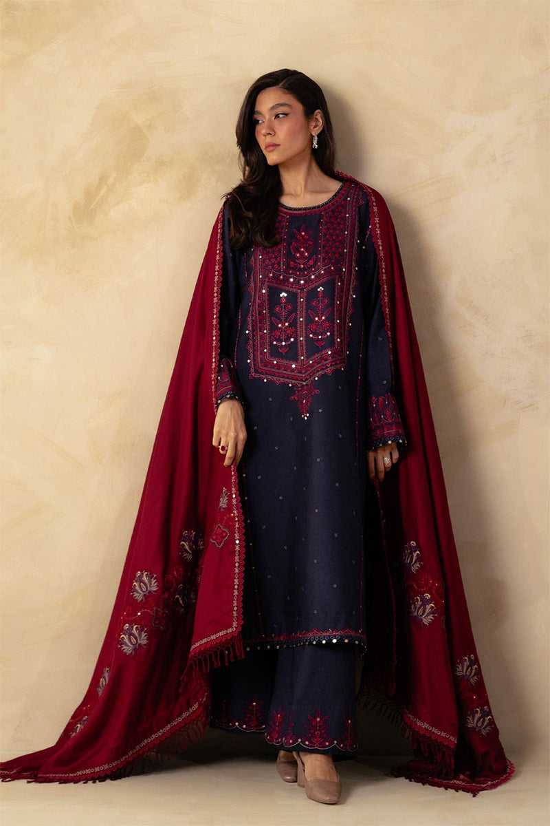 ZARA SHAH JAHAN - 3PC DHANAK EMBROIDERED FL-W80B