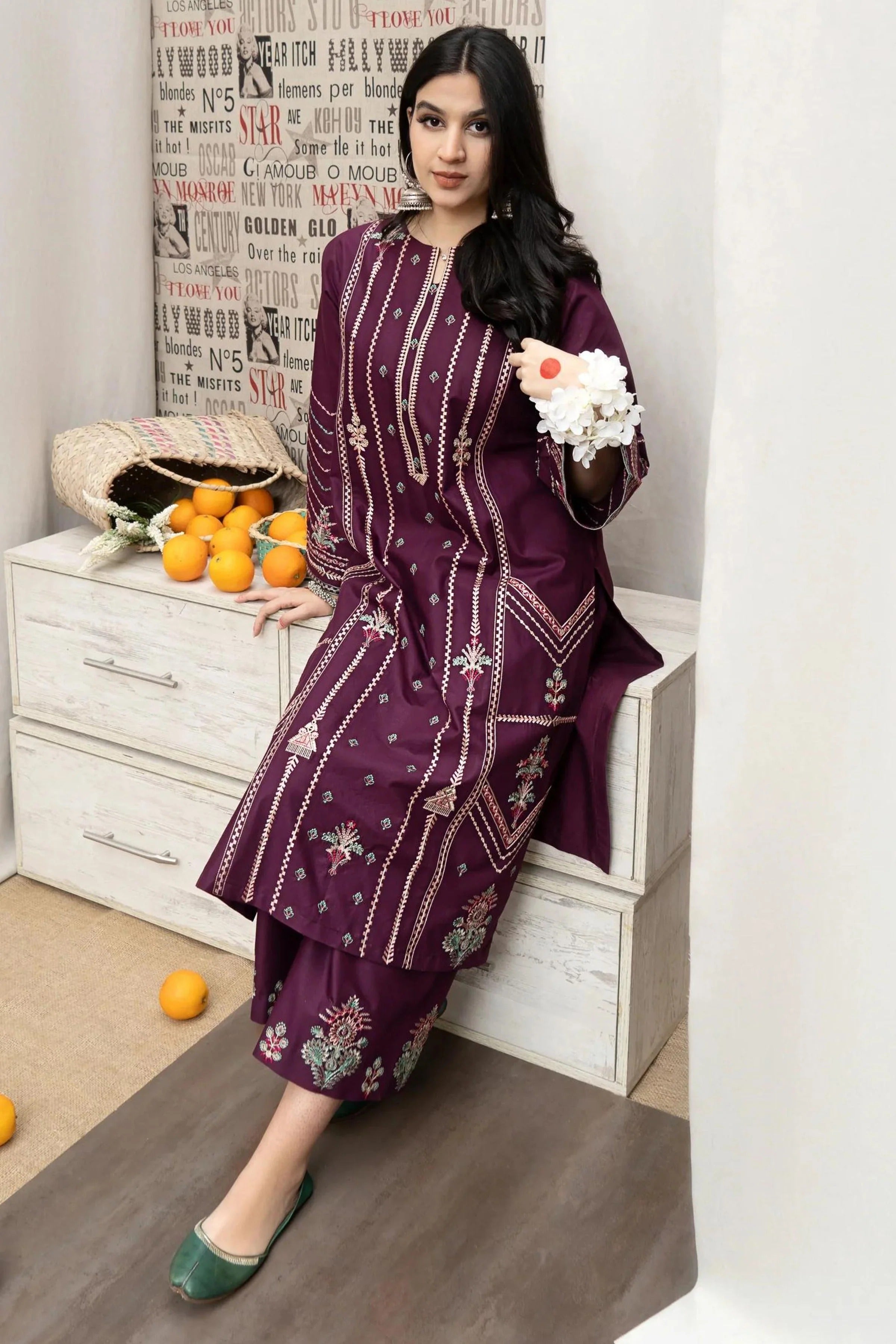 URGE - 3PC DHANAK EMBROIDERED FL-W153