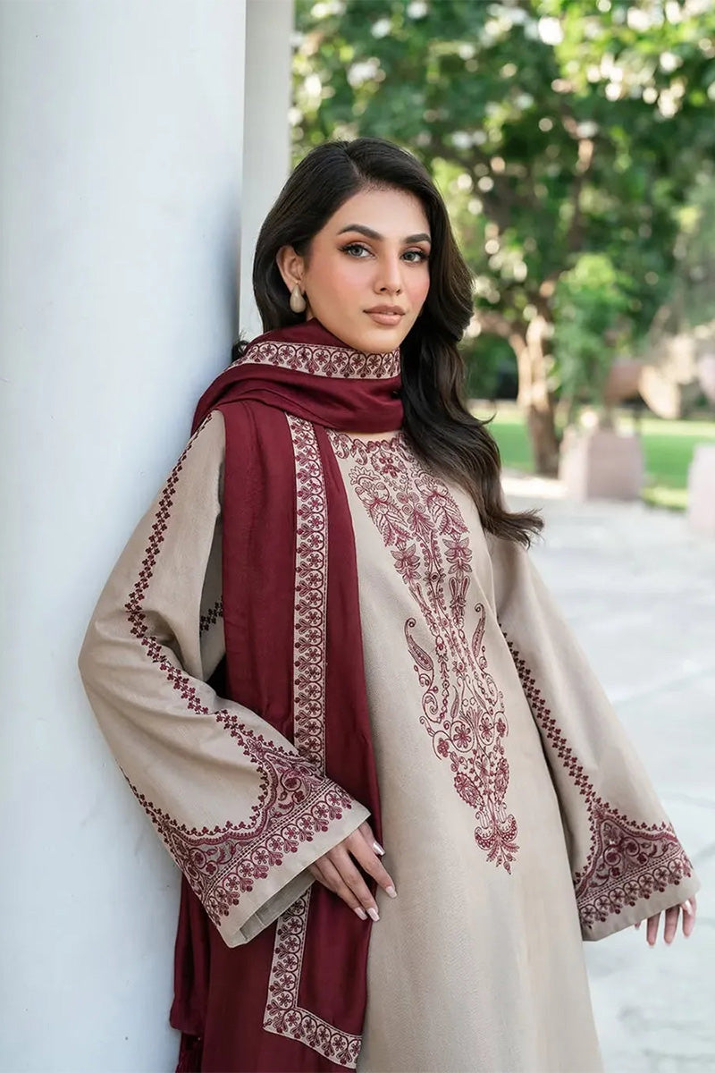 JAZMIN - 3PC DHANAK EMBROIDERED FL-W168