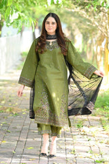 NOVA -3PC LAWN EMBRIDERED FL-B4520